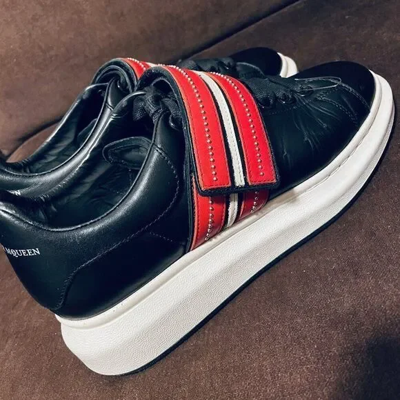 Alexander McQueen Larry Oversized Platform Sneaker Black Red Studded Strap 10 US - Picture 5 of 16